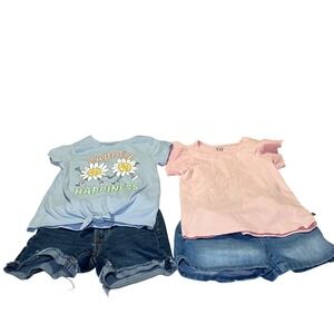 Kids Bundle 4 Piece Size 5T Outfits Set Girls T Shirt Denim Shorts